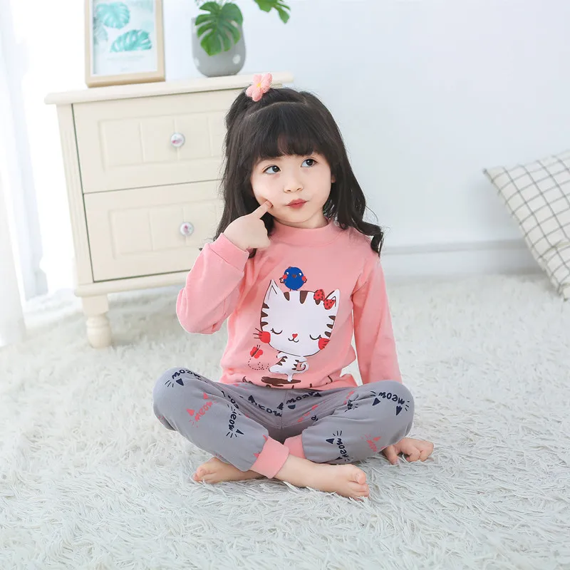 

Cotton cartoon cat Baby Girls clothing Sets long sleeve t-shirt+overalls 2pcs Infant Suits Autumn kids outwear baby girl clothes