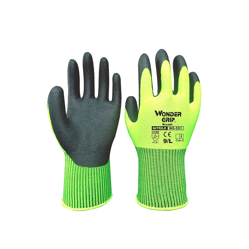 Construction Gloves Plumber Red Nylon Shell Black Nitrile Sandy Coating Work Safety |