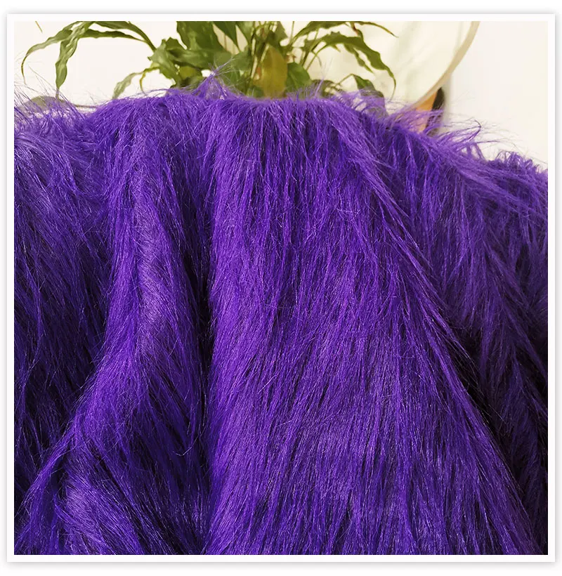 Luxury purple 9cm plush faux fur fabric for winter coat vest stage cosplay decor long fur fabric tissue DIY 150*50cm 1pc SP5419