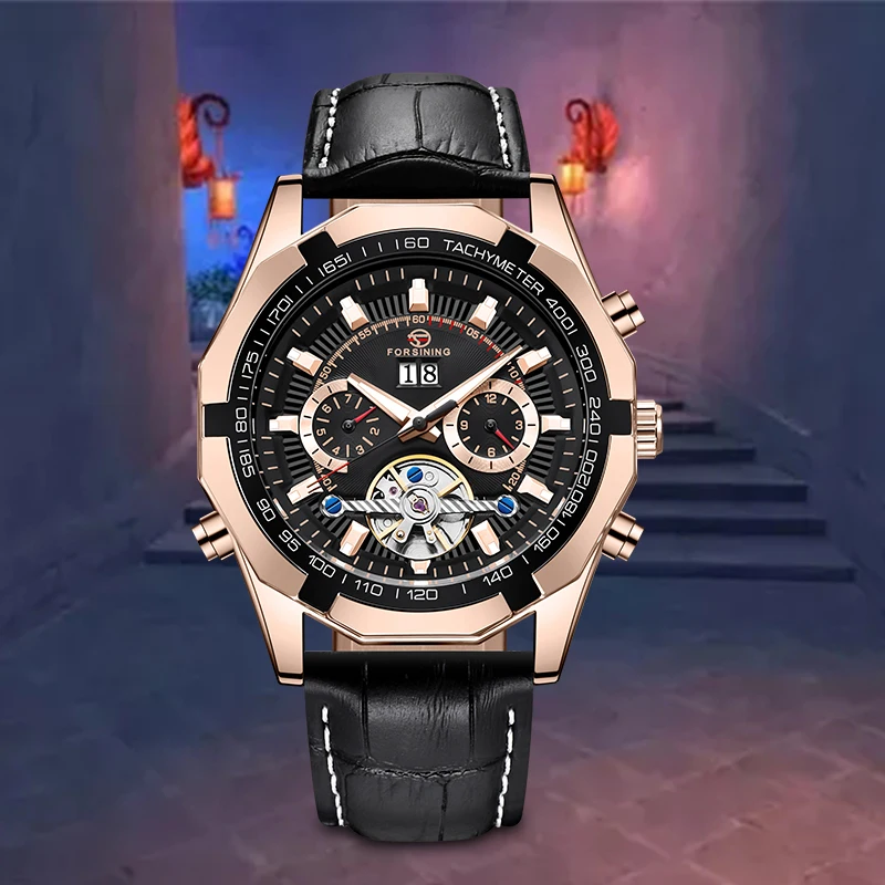 Часы наручные Forsining Мужские механические брендовые модные повседневные