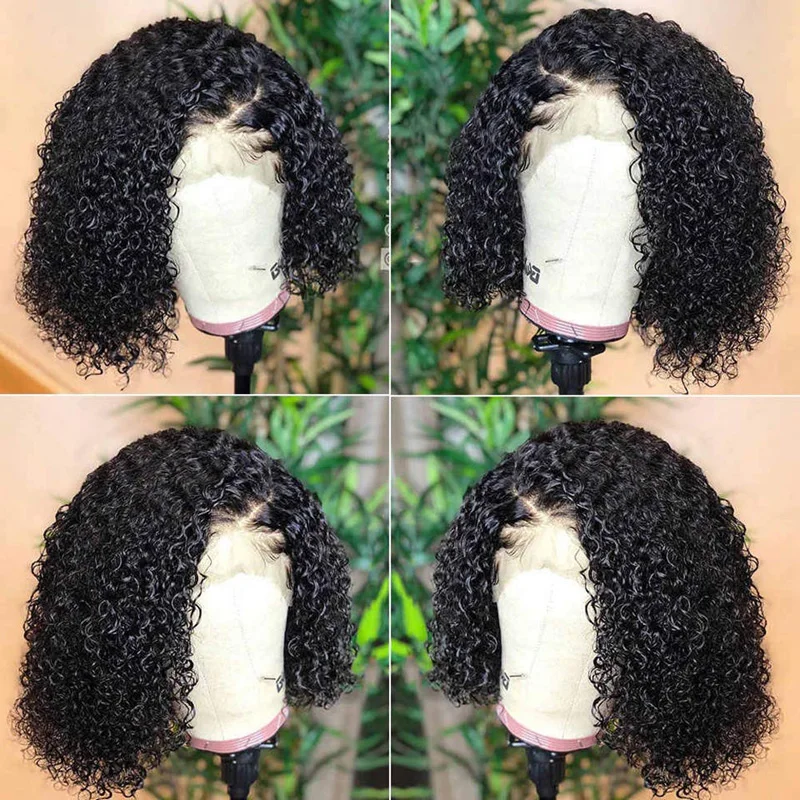 Jual Wig Penutupan Renda Keriting Pendek Telah Ditanami Untuk Wanita Wig Rambut Manusia Renda Depan Keriting Wig Rambut Depan Renda Bob Keriting Remy Jerry