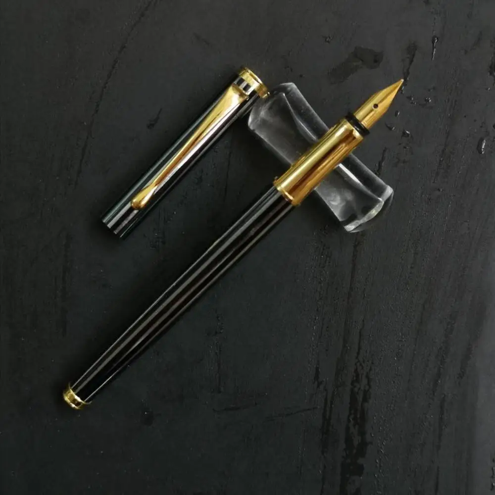 

Перьевая ручка St Penpps 837, черная с серебристыми металлическими чернилами, F Перо, аэрометрический наполнитель, Офисная фоторучка