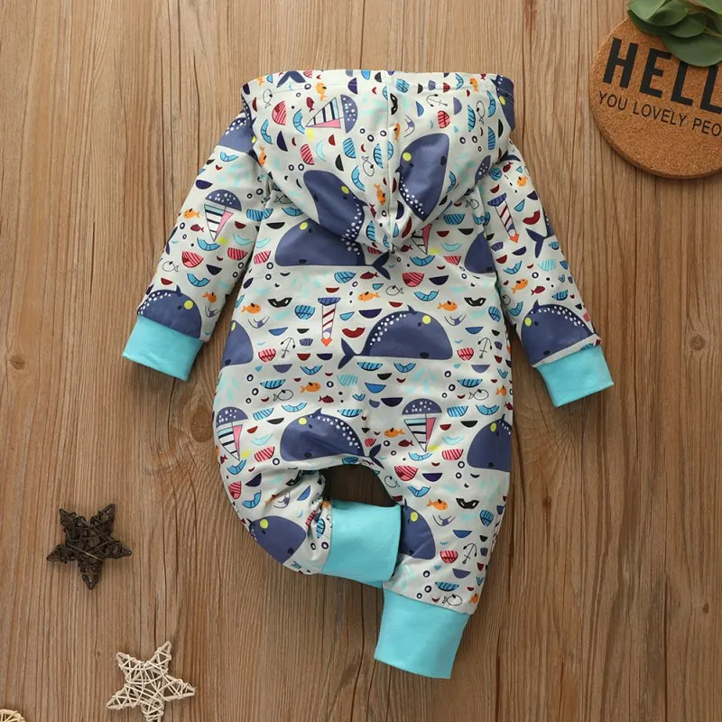 

Autumn Baby Boy Girl Cartoon Pattern Hoodie Romper Clothing Bodysuit Newborn Casual Long Sleeve Outerwear Costume