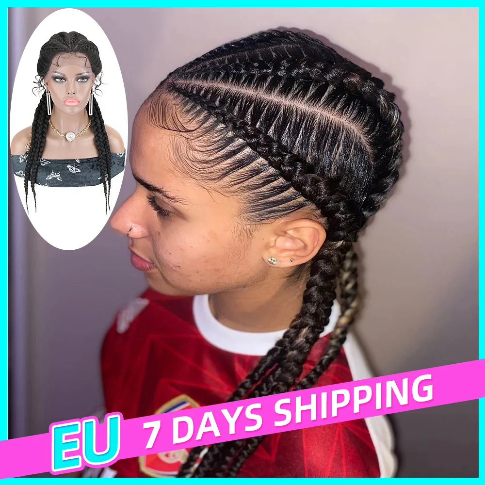 24Inches Braided Wig Wig Braids African Synthetic Lace Wigs For Black Women Handmade Blonde Wig With Baby Hair Box Braid Wigs