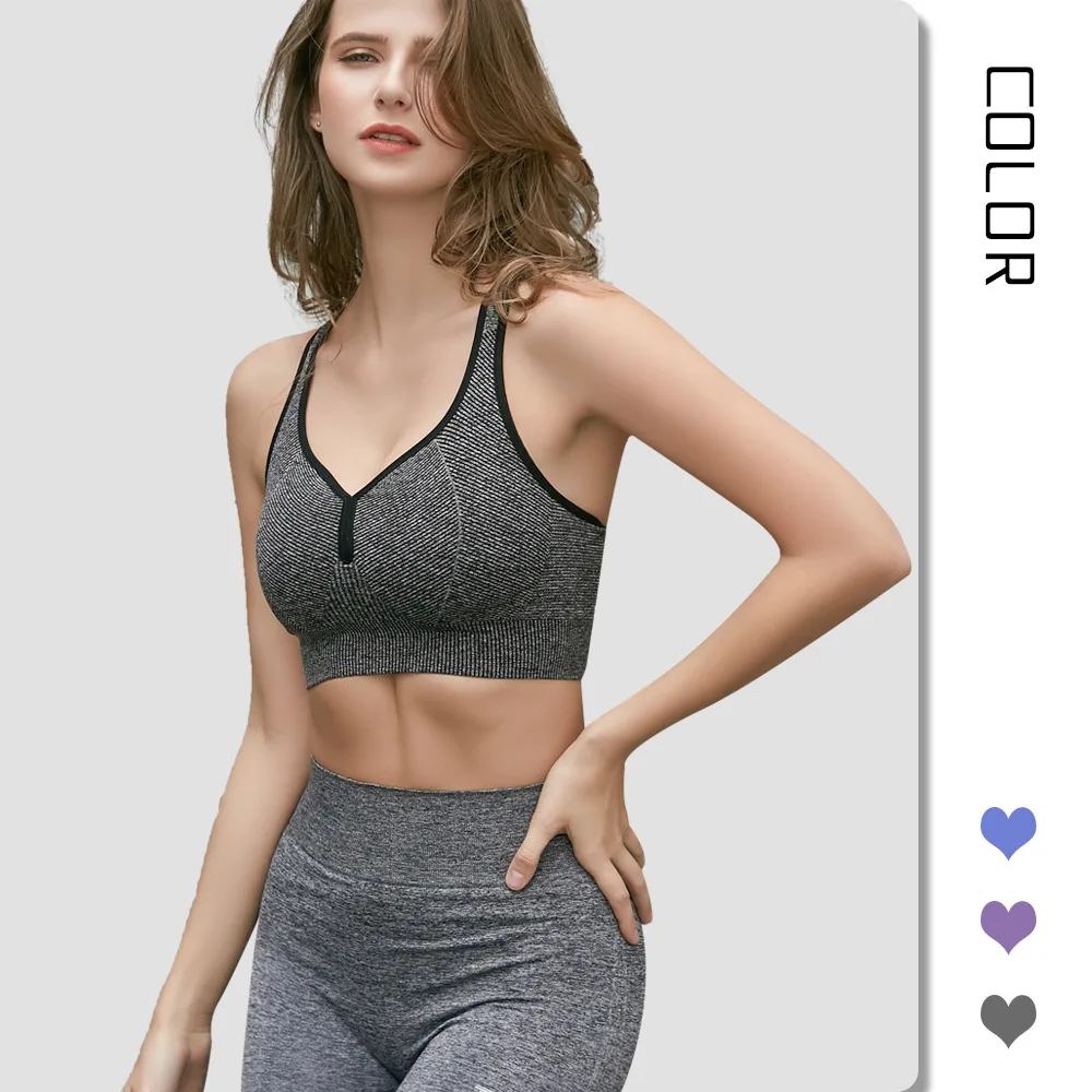 

2021 new fitness yoga running moisture absorption, sweat, breathable beauty back shockproof gathering sports underwear