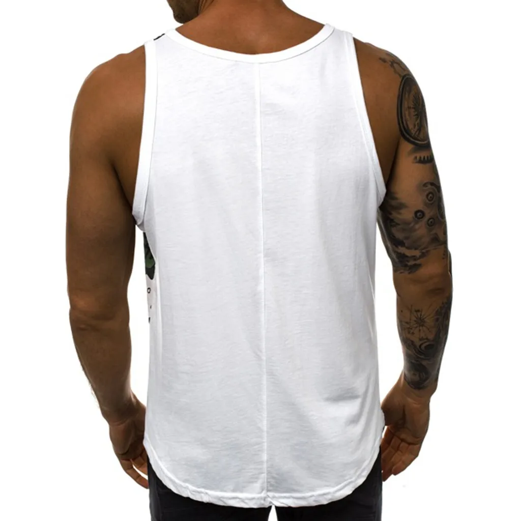 

Polyester blouse Men Summer New Style Fashion Graffiti Regular Clothing Fitness Men Vest Comfortable Sport Casual Blouse W0710