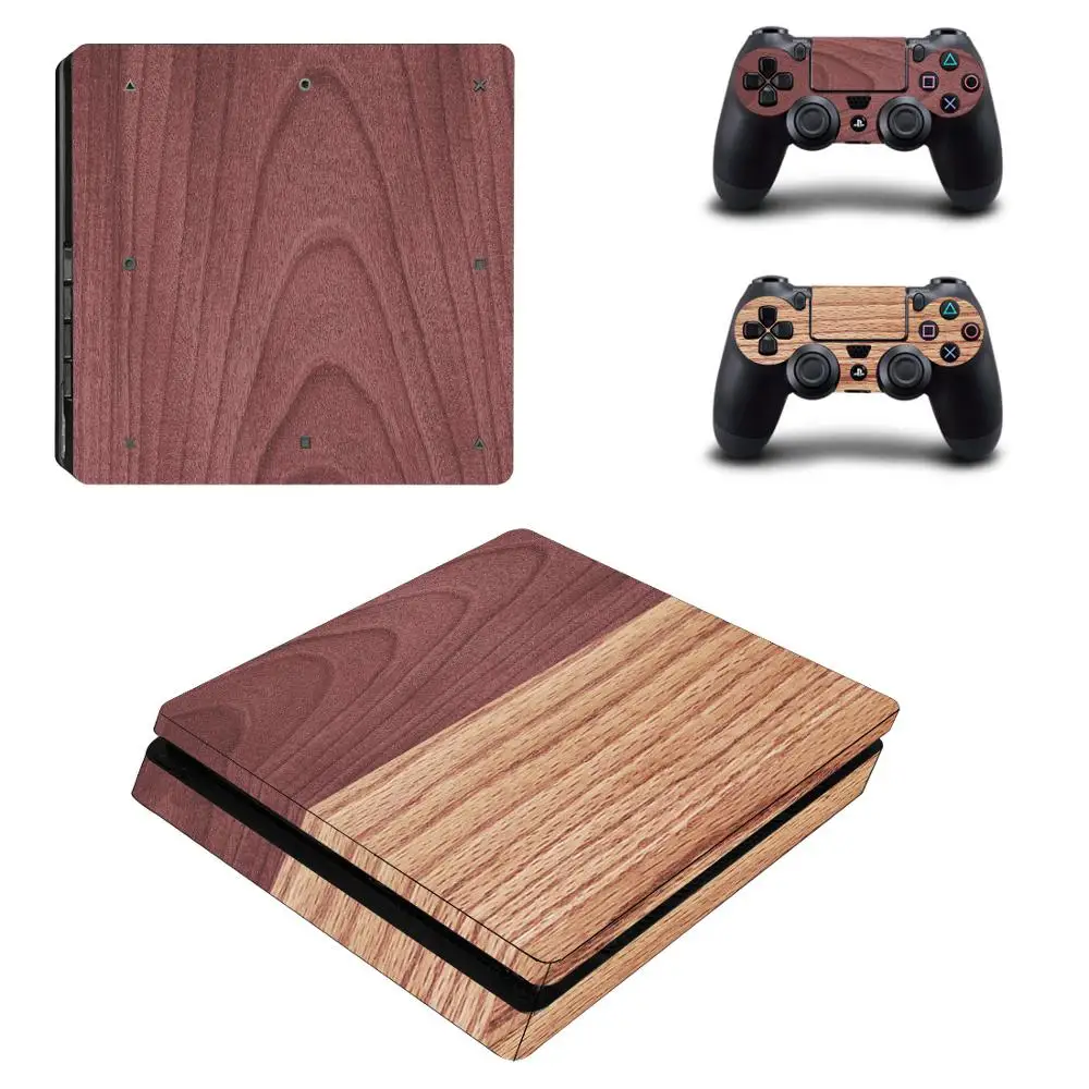PS4 тонкие наклейки PS 4 Play станция деревянные зерна кожи наклеивающиеся Переводные