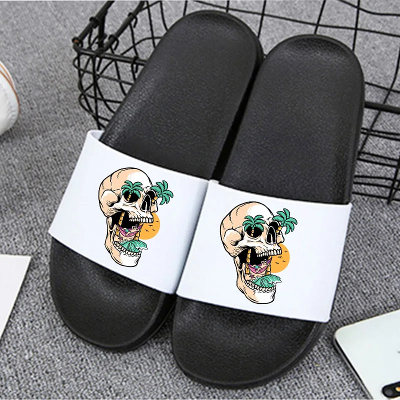 

Шлепанцы женские с рисунком черепа, сандалии из ЭВА, мягкая подошва, Нескользящие, для ванной комнаты и дома