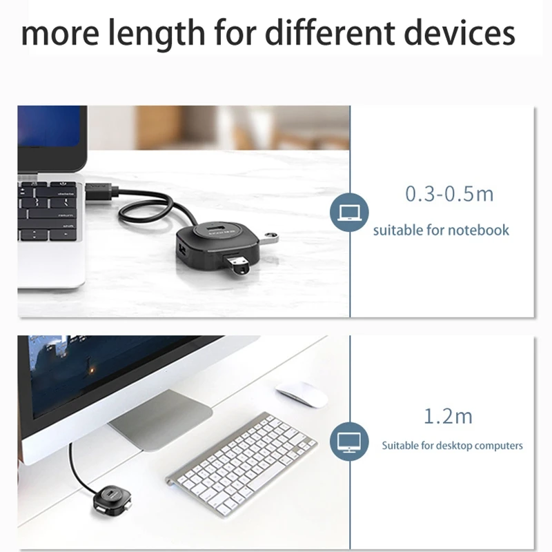 

Jasoz 4-Port Hub,USB2.0 Computer Multi-Interface One Pull Four Docks High-Speed Large File Transmission Hub,for Office