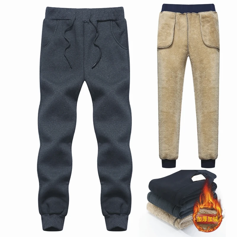 

Men's Wool Pants Velvet Cashmere Pants Men Thick Fleece Joggers Winter Super Warm Pant Heavyweight Trousers Men Sweatpants