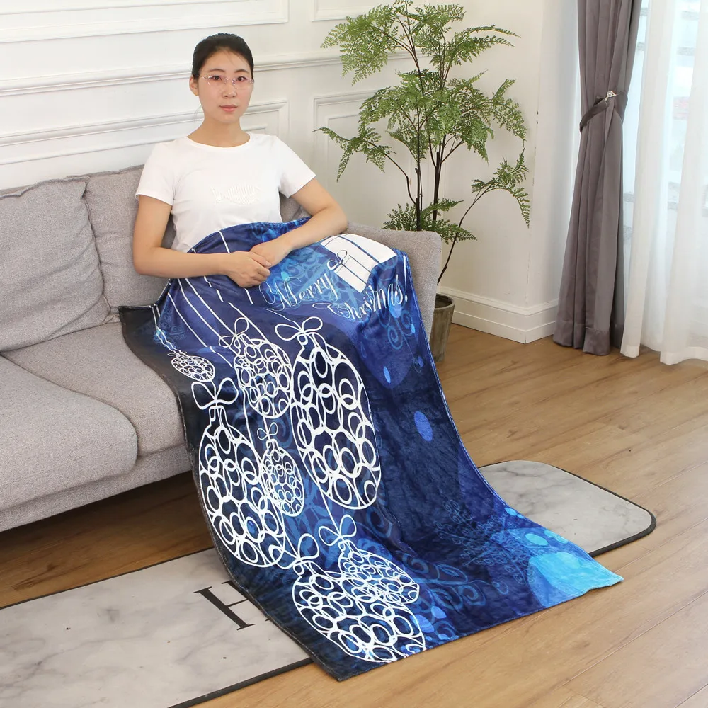 OUNEED Christmas Blanket Flannel Fabric Sofa Bed Blanket 150x200CM Warm Soft Throw Travel Patchwor Winter Bedspread Blanket#45