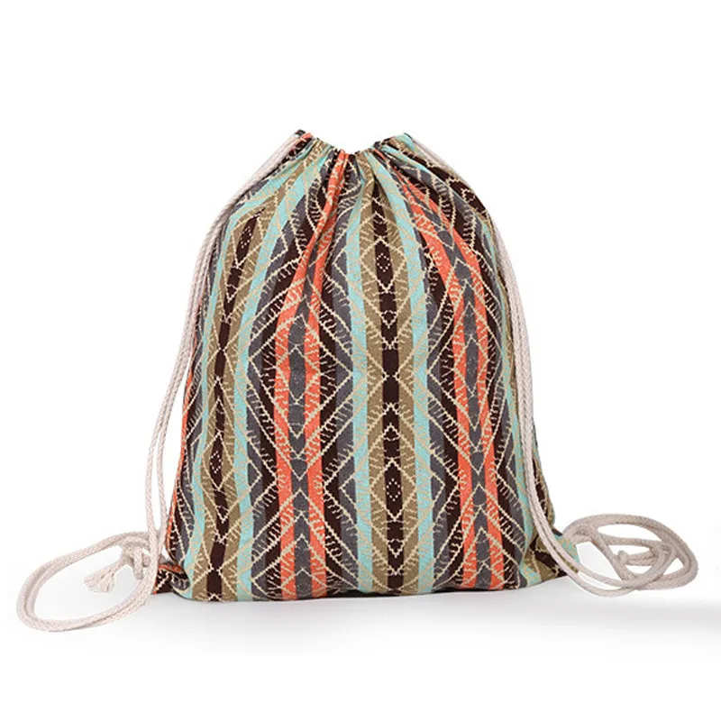 Рюкзаки на шнурке сумки плечо Холщовый Рюкзак летний с рисунком листьев для