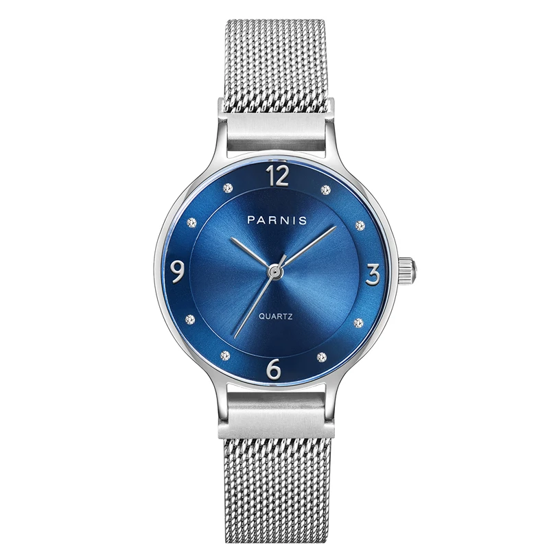 Fashion Parnis 30MM Blue Dial Quartz Women Watch Waterproof 6.6MM Thickness Ultra-thin Case Watches Top Luxury Brand 2022 Gift