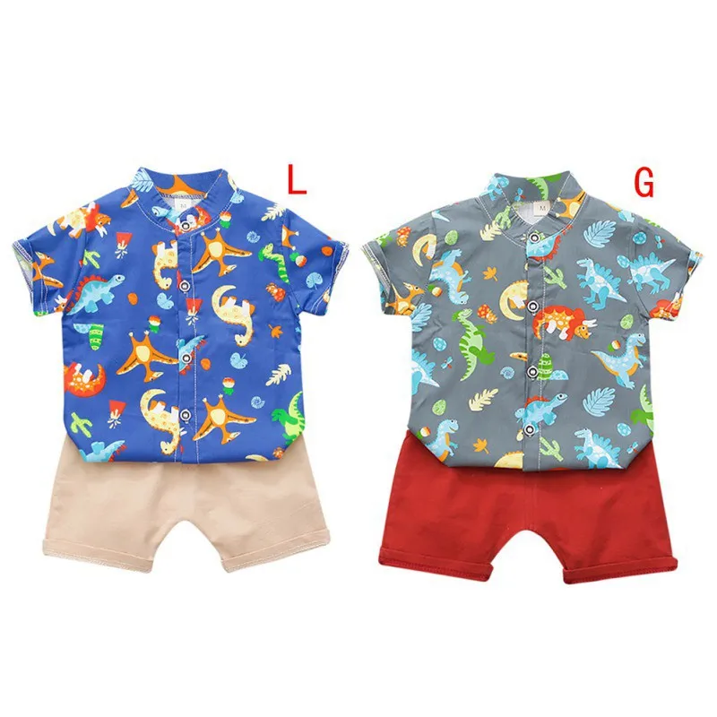 

2020 New Sales Fashion Boy Clothes Set Summer Jurassic Dinosaur Print T-shirt Shorts Two-piece Set Children's Clothing
