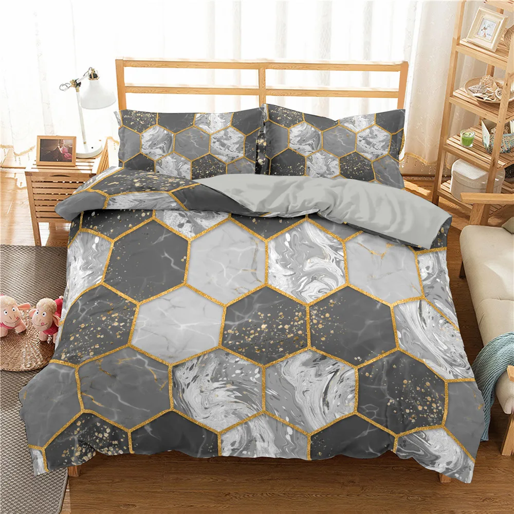 

Luxury Duvet Cover Set Geometry Bedding Sets 2/3 PCS Quilt Cover With Pillowcase Home Textiles Bed Sets King Queen Twin Size