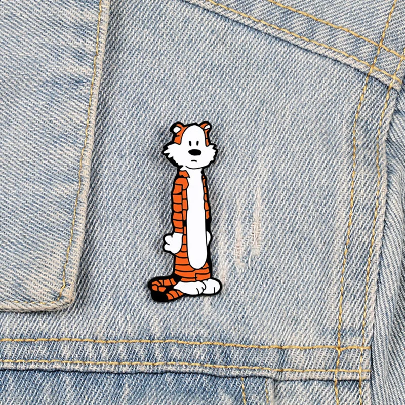 Металлические эмалированные булавки и броши с мультяшным тигром модные значки