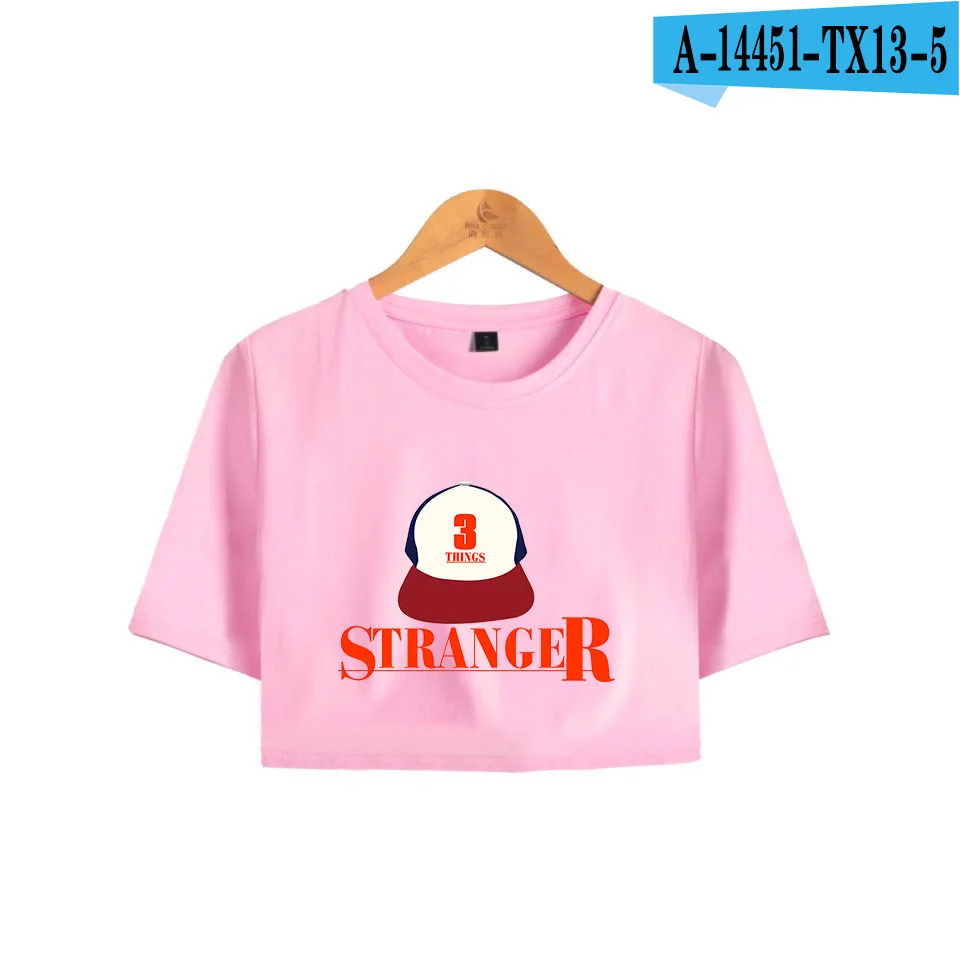 pink Футболка для девочек, футболки с пупками, короткие футболки Harajuku, сексуальные модные летние топы с открытым животом, футболки для женщин - Цвет: pink