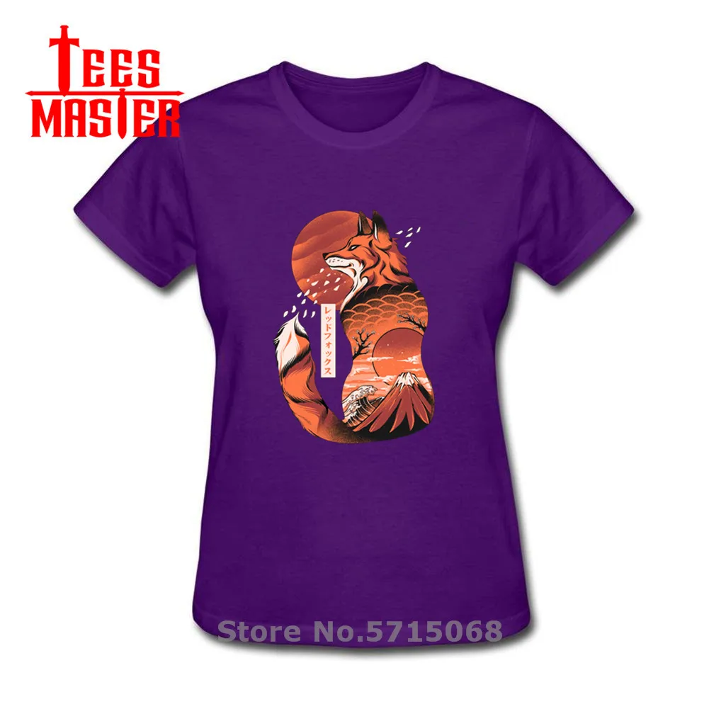 Футболка женская с изображением японской лисы приталенная хлопковая рубашка