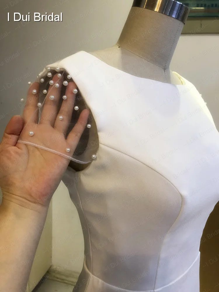 Простая Кепка свадебное платье из крепа высокого качества с низкой спинкой