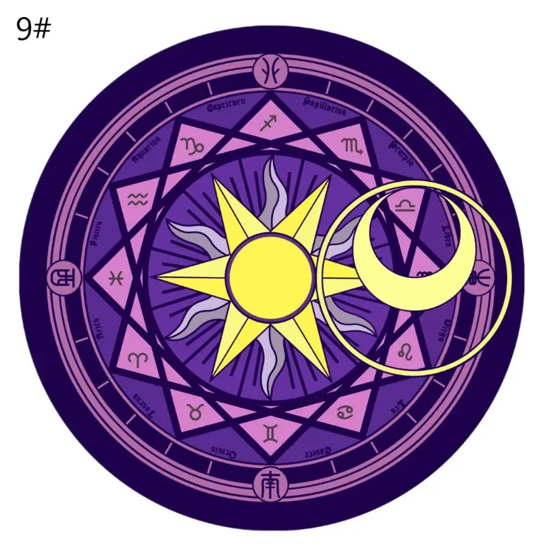 

2022 New Diameter 60cm Cartoon Rug Round Tarot Tablecloth Pentagram Sun Moon Divination