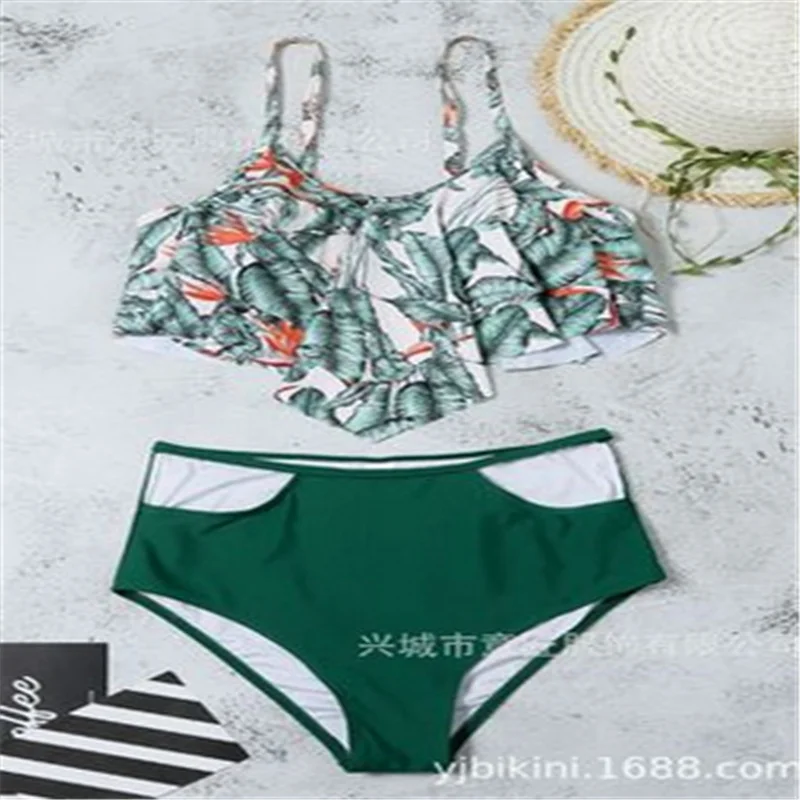 2021 Для женщин Плавание одежда комплект бикини с рюшами Одежда для пляжа пуш ап