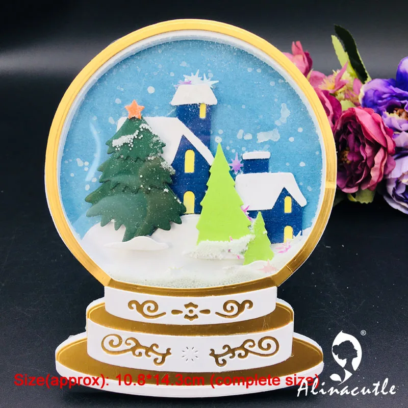 Металлическая высечка для скрапбукинга штамповка с изображением снега глобуса