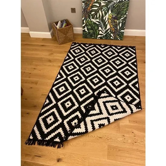 

Cotton Black-White Double Sided Rug 60x120 cm,Home Textiles, Turkey, Antibacterial, hypoallergenic, Hygienic,Soft,Cotton
