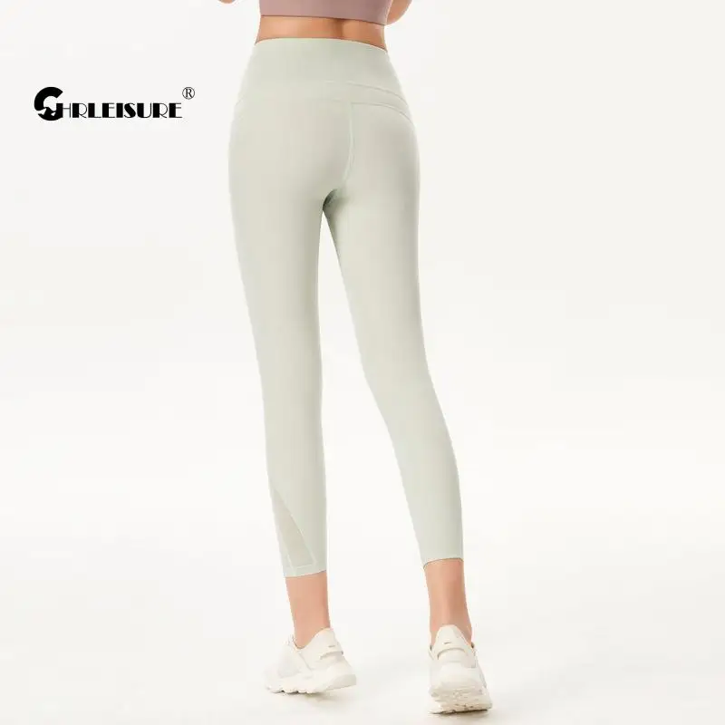 

CHRLEISURE Mesh Sport Leggings Sexy Peach Hip High Waist Hip Lift Yoga Pants Running Breathable Elasticity Fitness Sportswear