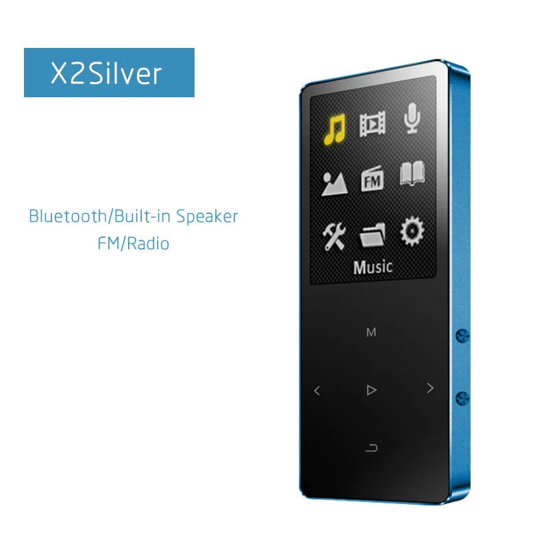 X2Blue IQQ новая версия MP3-плеер с bluetooth Динамик Сенсорный экран и встроенный 16G HiFi портативный walkman с радио/FM/запись - Цвет: X2Blue