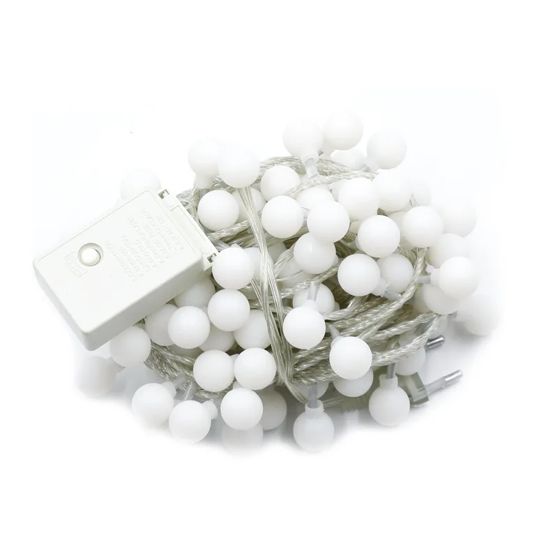 

Led European American Christmas Festival Decoration Dull Polish Bead Wedding Stall White Ball Lighting Chain Colored Lights