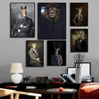 Скандинавский кролик кот животное винтажная Большая Картина на холсте искусство зебра лев плакаты слона и искусство для гостиной
