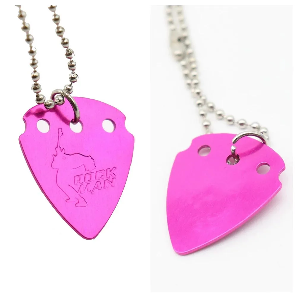 1 stücke aluminium legierung elektrische gitarre pick anhänger halskette metall mit ball kette armband gitarre picks free global shipping