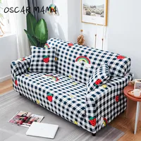 Cute Black White Stripe Plaid Rainbow Sofa Chaise Cover Lounge Armchair 2 3 Seater Couch Corner Elastic L Shape Case Protector