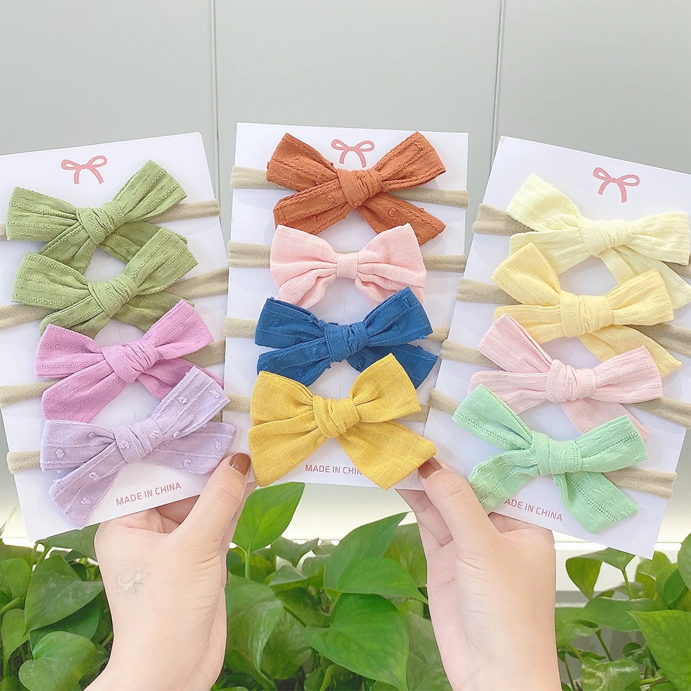 

4Pcs/Set Solid Color Nylon Baby Headband For Girls Newborn Headbands Soft Cotton Elastic Hair Bands Turban Kids Hair Accessories