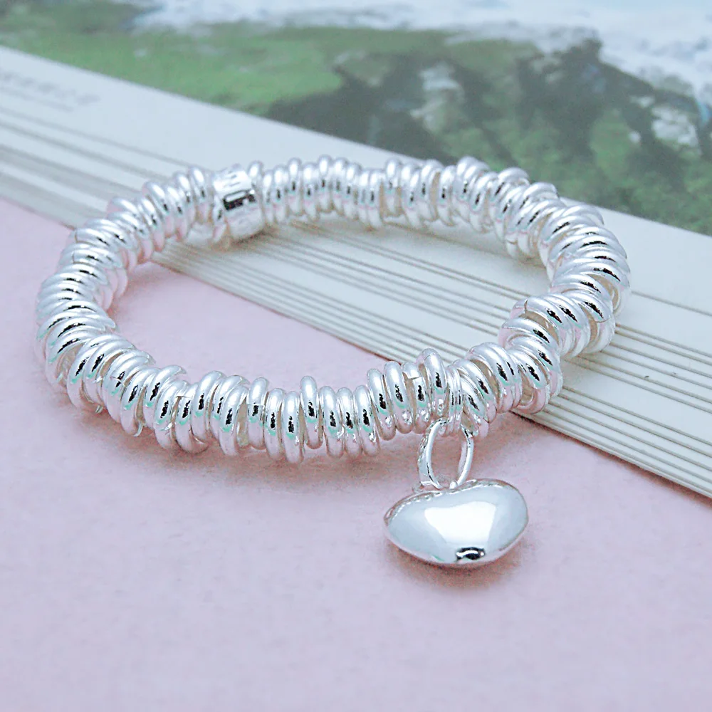 Fashion Elastic Bracelets for Women Boho Jewelry Geometric Solid 925 Sterling Silver Hand Chain Charm Bracelet Accessories | Украшения и