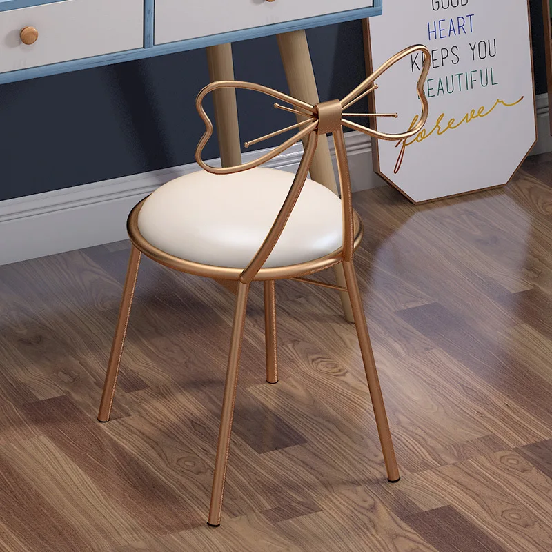 Nordic Modern Minimalist Makeup Chair Stool for Dressing table Golden Backrest Chair Cute Butterfly Chair Girl Back Chair