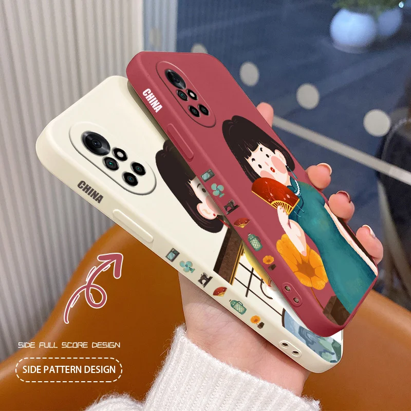 

Folding Fan Retro Style Phone Case For Huawei Nova8 8Pro 8SE Nova 7 7Pro 7SE 6 6se 5 5Pro 5Z 5I 5Ipro 5T 4 4ESilicone Cover
