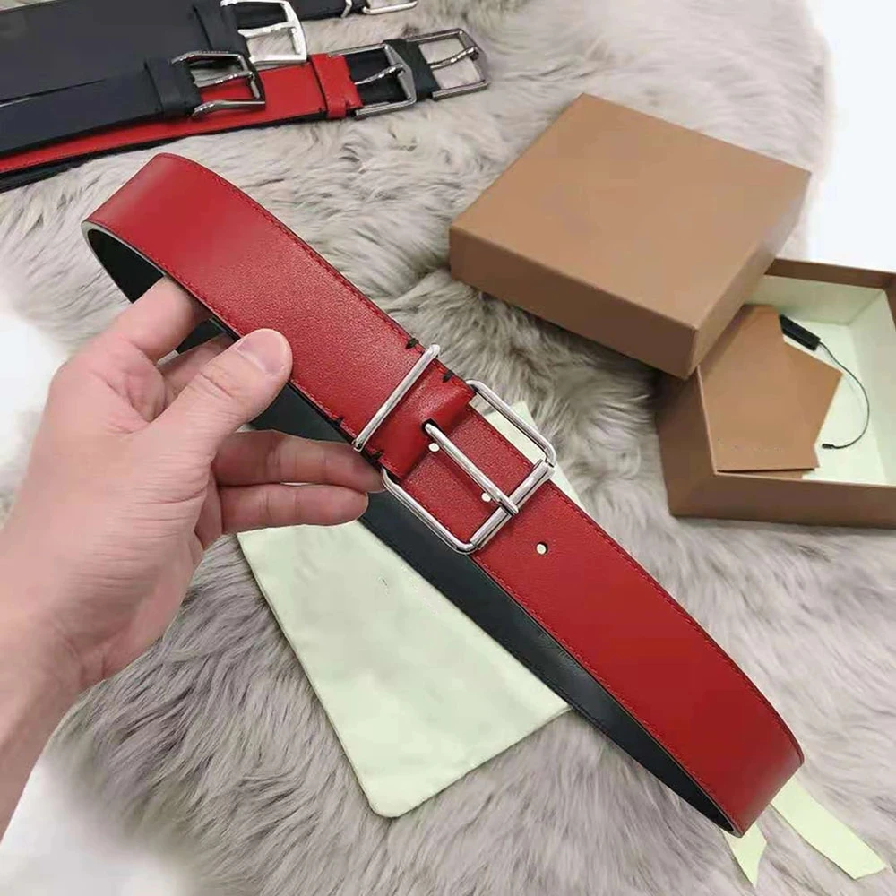 

Top 4.0Cm Genuine Leather SR Buckle Red Belts For Men Jeans Luxury Classic Brand Designer Fashion Belt Gifts Box