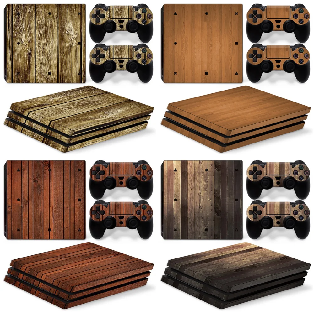 Стикеры деревянные для консоли PS4 PRO и контроллеров наклейки на консоль ps4 pro