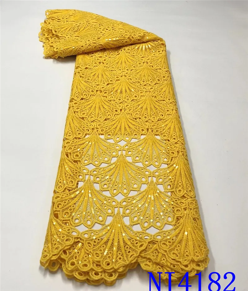 

NIAI African Lace Fabric Hot Sell New Arrival African Cord Lace With Plenty Beaded High Quality Guipure Lace Fabric NI4182