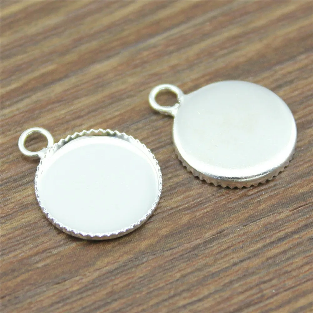

20pcs Fit 12mm 14mm Round Glass Cabochon Shiny Silver Color Cabochon Base Settings Copper Material Cabochon Cameo Bases