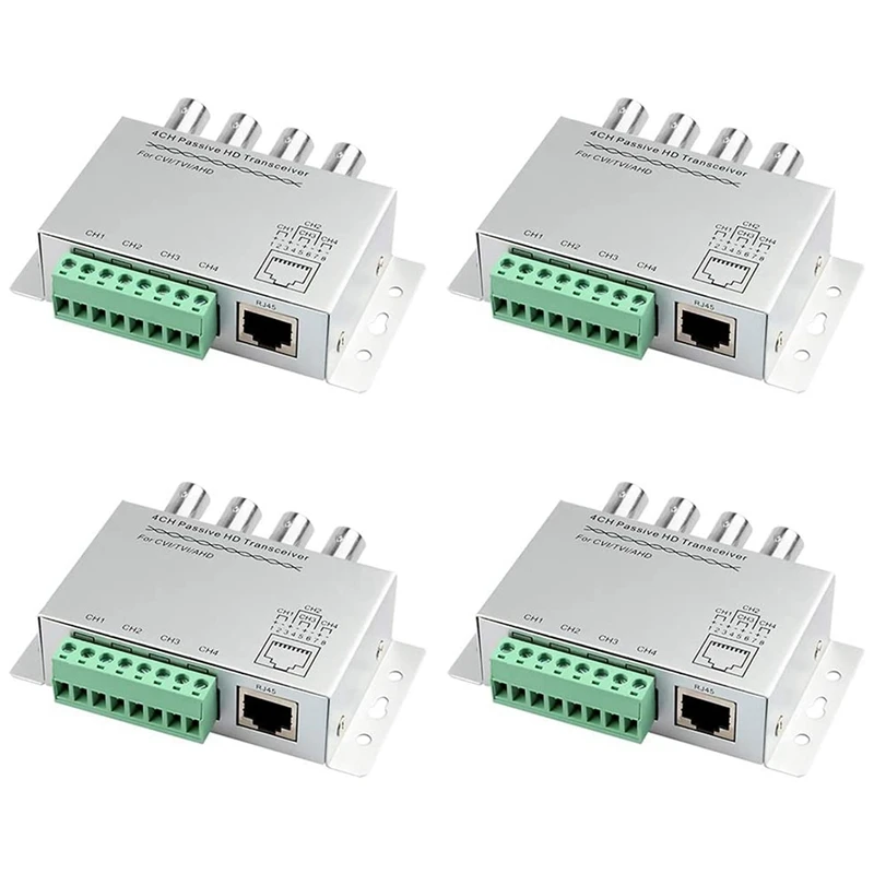 

4 Packs 4-CH Passive HD Transceiver for 720P/1080P CVI/TVI/AHD System Video Balun CCTV Camera Transceive