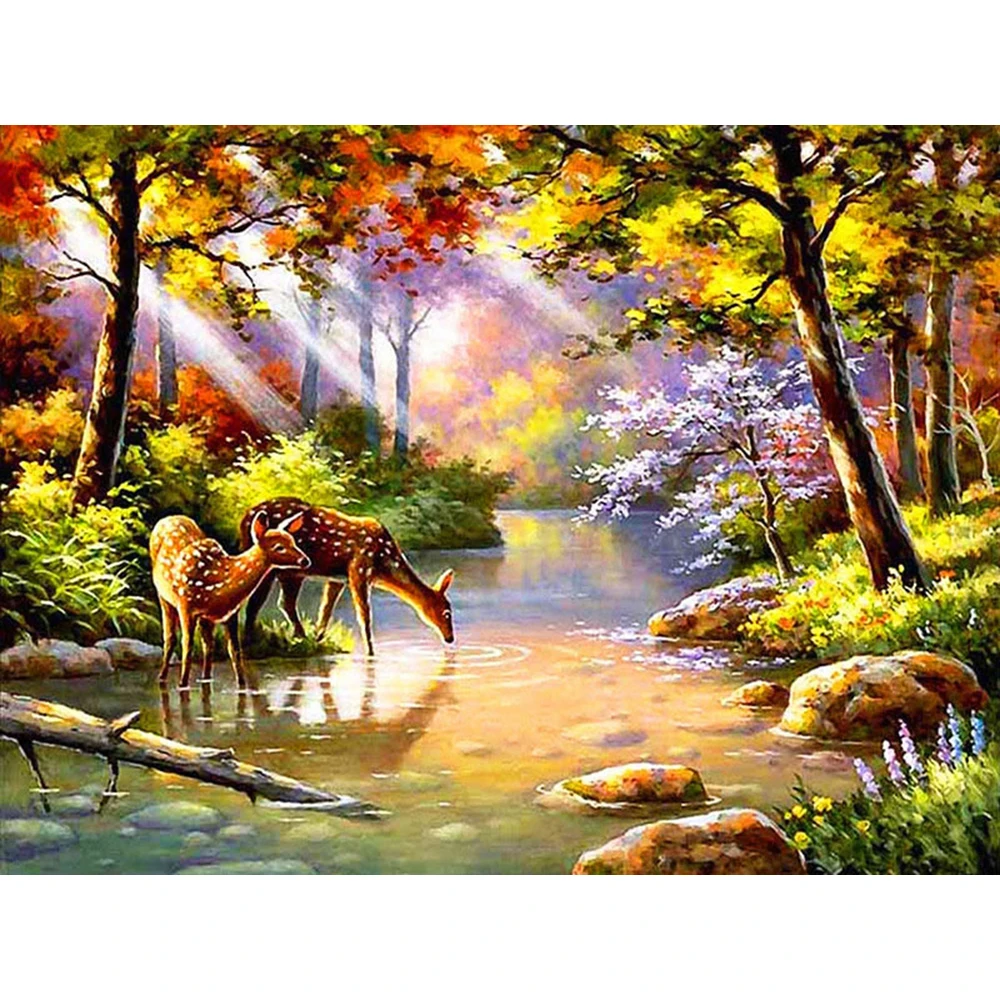 Алмазная вышивка олень крестом Набор картина полный квадрат животное бисером