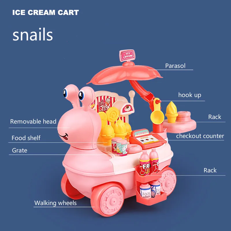 28 Sets of Simulation Snail Ice Cream Sale Car Candy Play House Gift Toy Kitchen Brain Game | Игрушки и хобби
