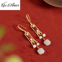 kissflower er202 fine jewelry wholesale fashion woman bride girl birthday wedding gift vintage flower 24kt gold drop earrings