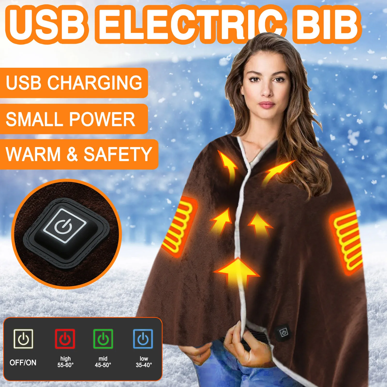 USB с электрическим подогревом Одеяло пледы открытыми плечами и защиту от холода 3