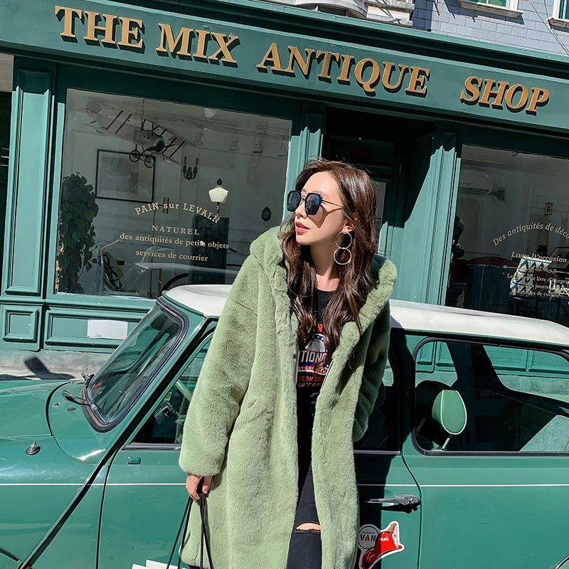 2020 осень-зима Длинные норки Женская куртка из искусственного меха в Корейском