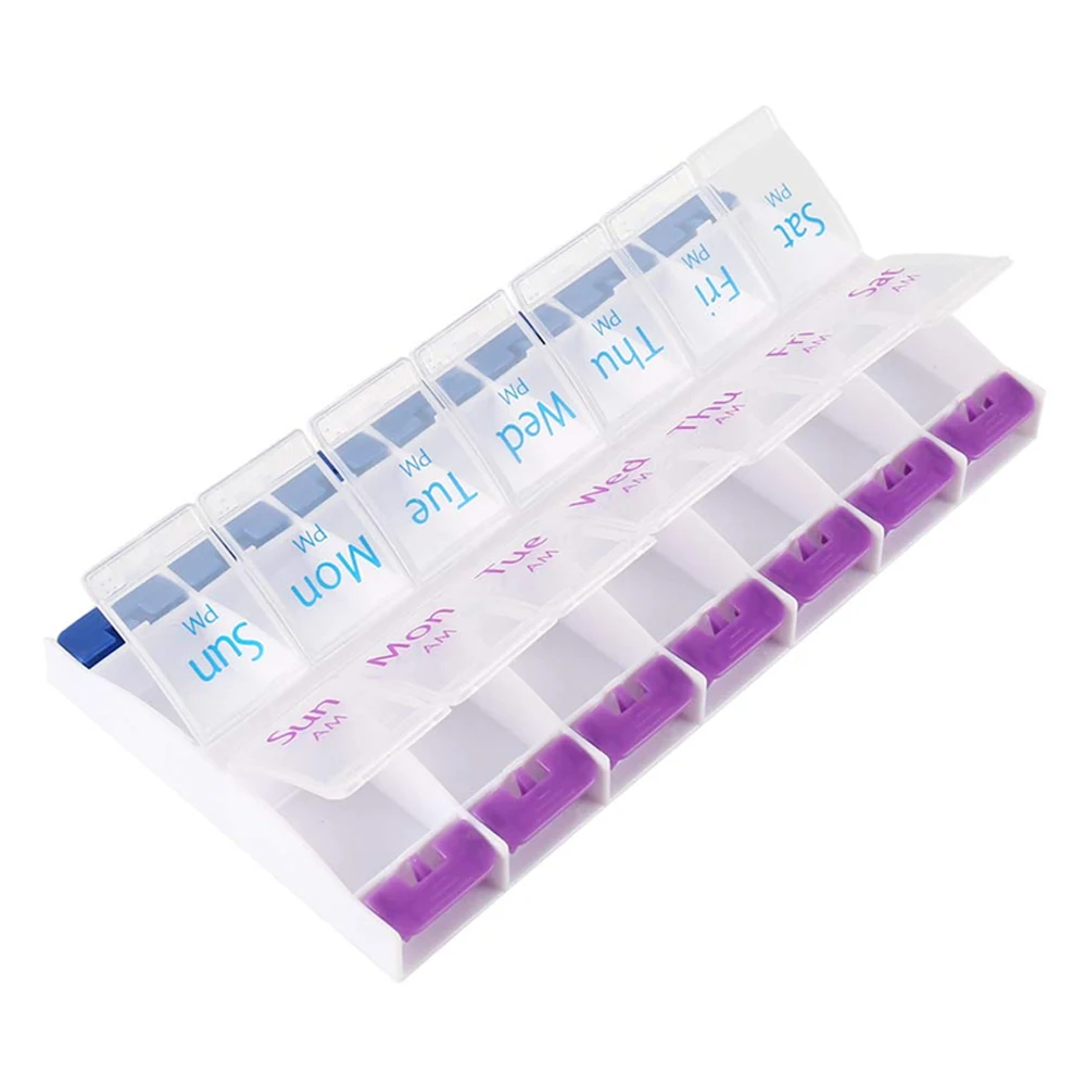 

14 Grids 7 Days Weekly Pill Case Medicine Tablet Dispenser Organizer Pill Box Splitters Pill Storage Organizer Container Pillbox