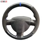 Прошитый вручную черный замшевый чехол рулевого колеса автомобиля из углеродного волокна для Ford Focus ST 2005-2012 Focus RS 2005-2011 Focus 3 2005-2012