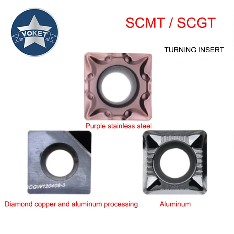 Головка алмазного резака VOKET PCD для квадратной SCMT SCGT 09T304 09T308 09T302 120408 токарный станок с ЧПУ лезвие твердосплавный нож зернистый алюминий
